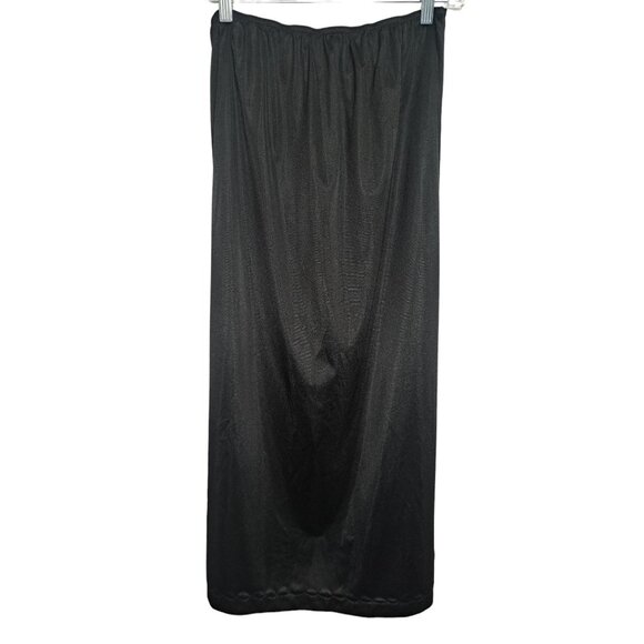 Vintage Slip Sheer Black Long Half 3XL/42 Floral Inset Slit Modest Undergarment - Picture 2 of 3